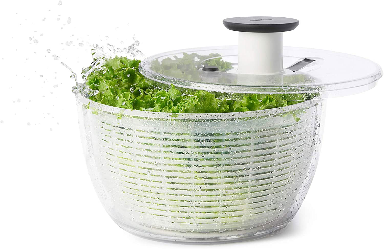 OXO Salad Spinner - One-handed design for maximum drying with minimum effort